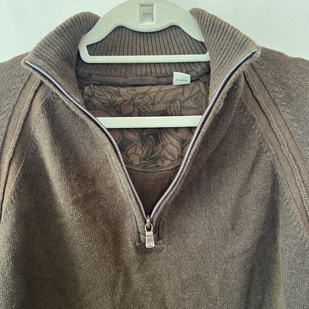 Tommy Bahama 1/4 Zip Pullover Sweater Men's XL Long Sleeve Olive Green Mock EUC - Picture 11 of 11